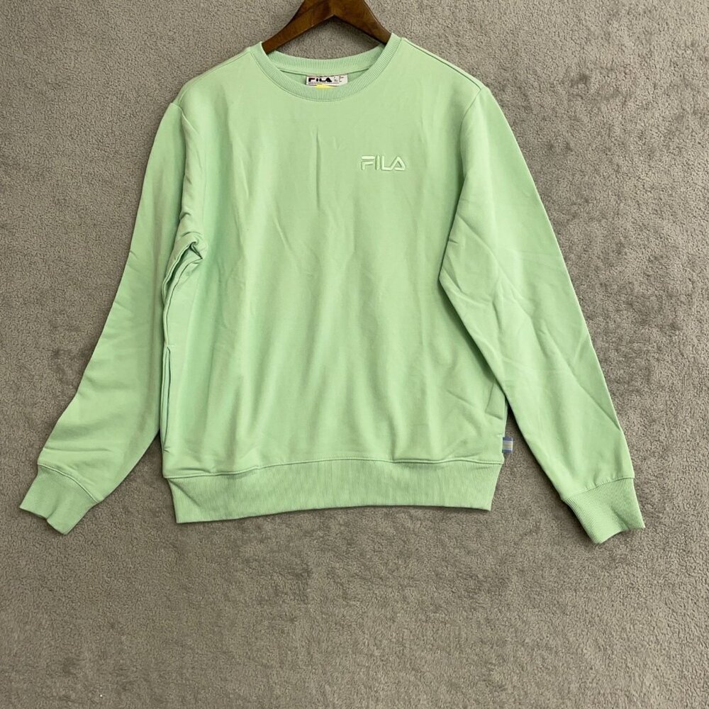 Fila Women's Size S Mist Green Crewneck Pullover Sweatshirt Ribbed Cuffs N0359